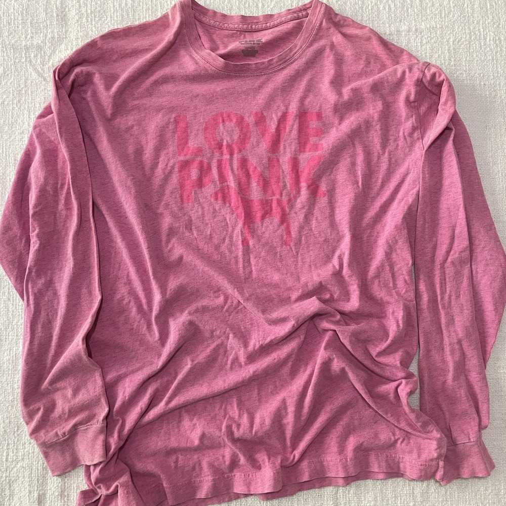 PINK Victoria Secret Women's Medium‎ Long Sleeve Shirt T Shirt Top Y2K Preppy